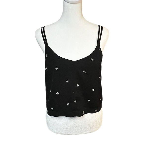 Urban Outfitters Silence & Noise Black/White Crop Camisole Zip Up Top Size Small - Picture 1 of 7